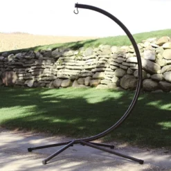 The Hamptons Collection 85" Black Steel Stand For Brazilian Style Hammock Hanging Chairs
