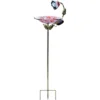 The Lakeside Collection Glass Birdbath With Metal Stake