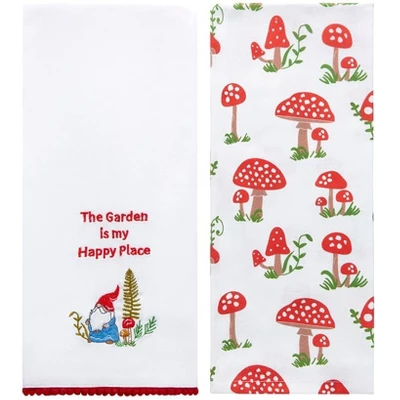 The Lakeside Collection Set Of 2 Spring Mushroom Embroidered Kitchen Towels - Happy Place Garden 5 The Lakeside Collection Set Of 2 Spring Mushroom Embroidered Kitchen Towels - Happy Place Garden - Image 3