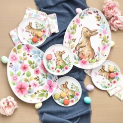 The Lakeside Collection Floral Easter Bunny Tabletop Serving For Entertaining Home Decor - Set Of 2 16'' Serving Platters -The Collective Goods GUEST d3b6ae23 6f7d 43a0 809a 0eed87b37409