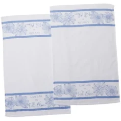 Blue Floral Set Of 2 Hand Towels