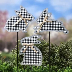 The Lakeside Collection Galvanized Gingham Bunny Stakes -The Collective Goods GUEST d55aafec 5f4e 4b6d 86be 316edb8d1b42