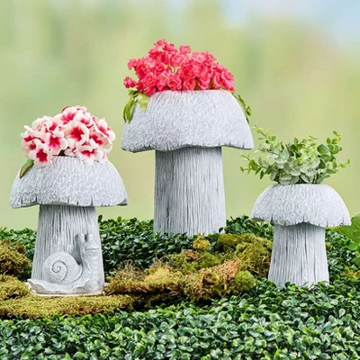 The Lakeside Collection Mushroom Planter Gray Large Medium Or Small Garden 8 The Lakeside Collection Mushroom Planter Gray Large Medium Or Small Garden - Image 6