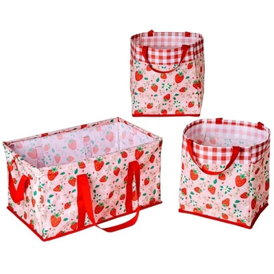 The Lakeside Collection Everyday Storage Bin Set 3 Pc. - Strawberry Field 5 The Lakeside Collection Everyday Storage Bin Set 3 Pc. - Strawberry Field - Image 3