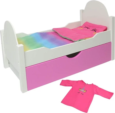The New York Doll Collection Unicorn Wooden Doll Bed 4 The New York Doll Collection Unicorn Wooden Doll Bed - Image 2