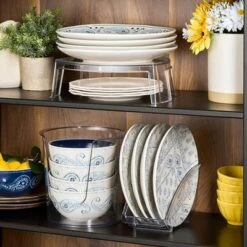 The Lakeside Collection Kitchen Storage Cabinet Pantry Countertop Organizers Clear Plastic - Verticle Plate Holder -The Collective Goods GUEST f17bfd9e 6891 4b16 851b e71bec39e926