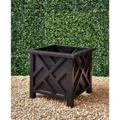 The Lakeside Collection Lattice Design Chippendale Style Planter Box - Black -The Collective Goods GUEST f4abccb2 80a2 44d7 b5b7 f14773648b78