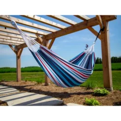 The Hamptons Collection 144” Black And Blue Striped Two Person Brazilian Style Hammock -The Collective Goods GUEST f6e99ef0 fb43 4e75 a52e 5dd5bffd7365